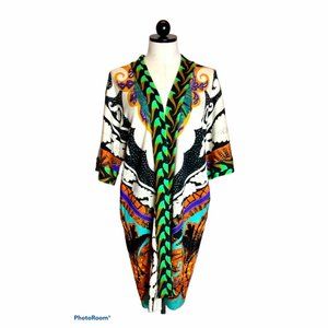 $2K Italian ETRO Paisley Silk Knit Wrap Cape Top Sweater IT 48 Large X-Large XL